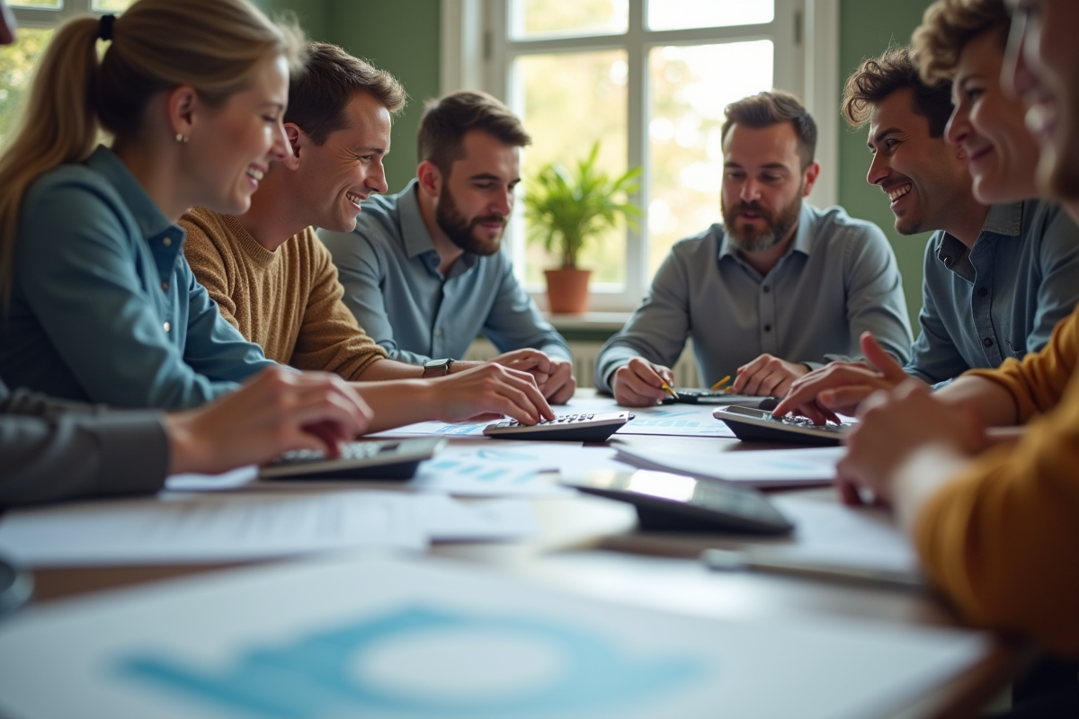 Groupe de personnes lors d un atelier de comptabilite en groupe