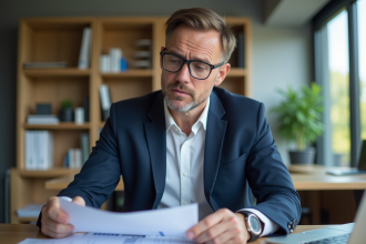 Homme comptable d'âge moyen au bureau sérieux