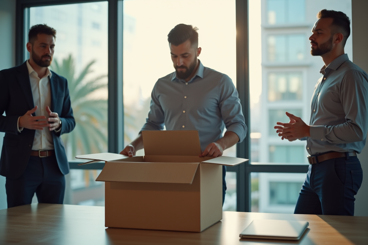 Personne quittant un bureau moderne lors d'une réunion