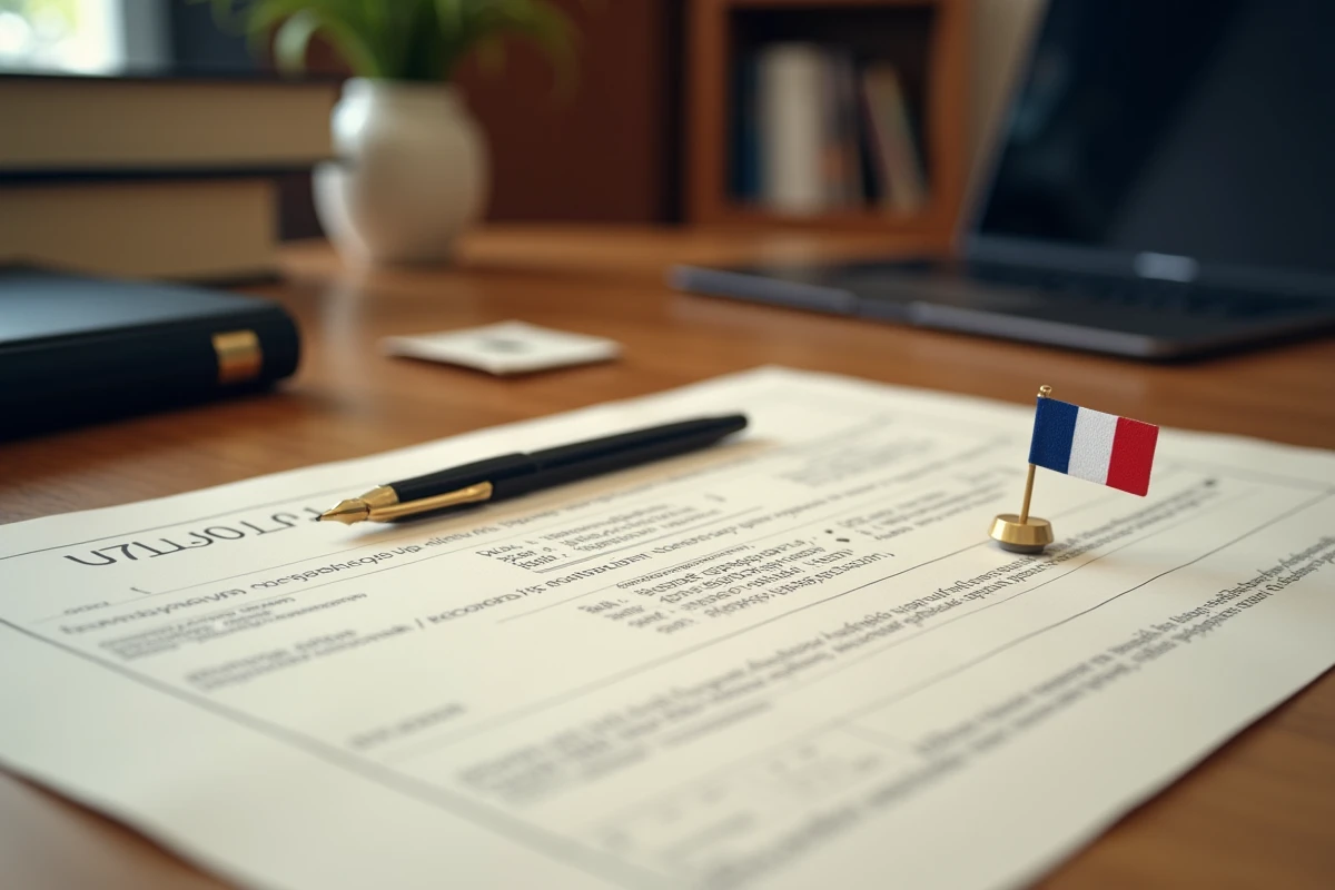 Gros plan sur un document officiel d'immatriculation présentant les codes NAF et APE sur un bureau d'avocat