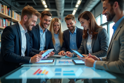 Groupe de professionnels analysant des données logistiques modernes