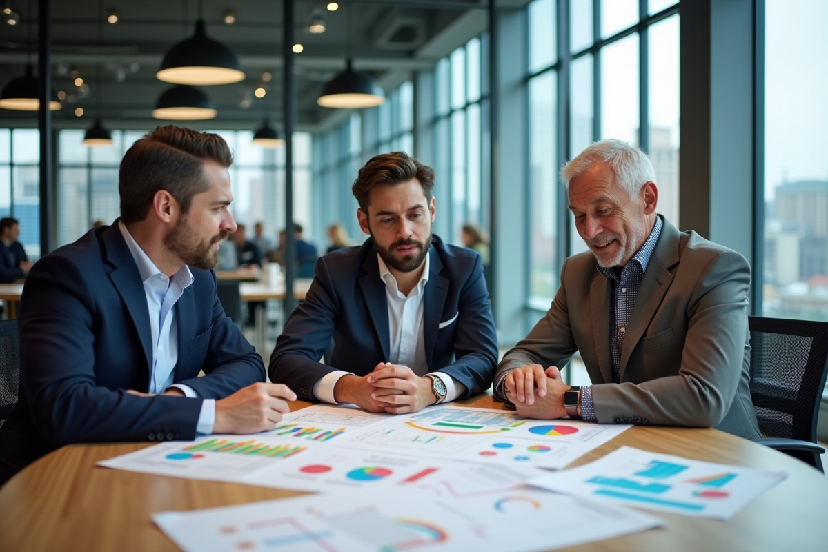 Groupe de collègues discutant autour d