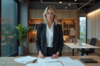 Femme d affaires en costume dans un bureau moderne