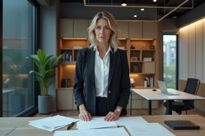 Femme d affaires en costume dans un bureau moderne