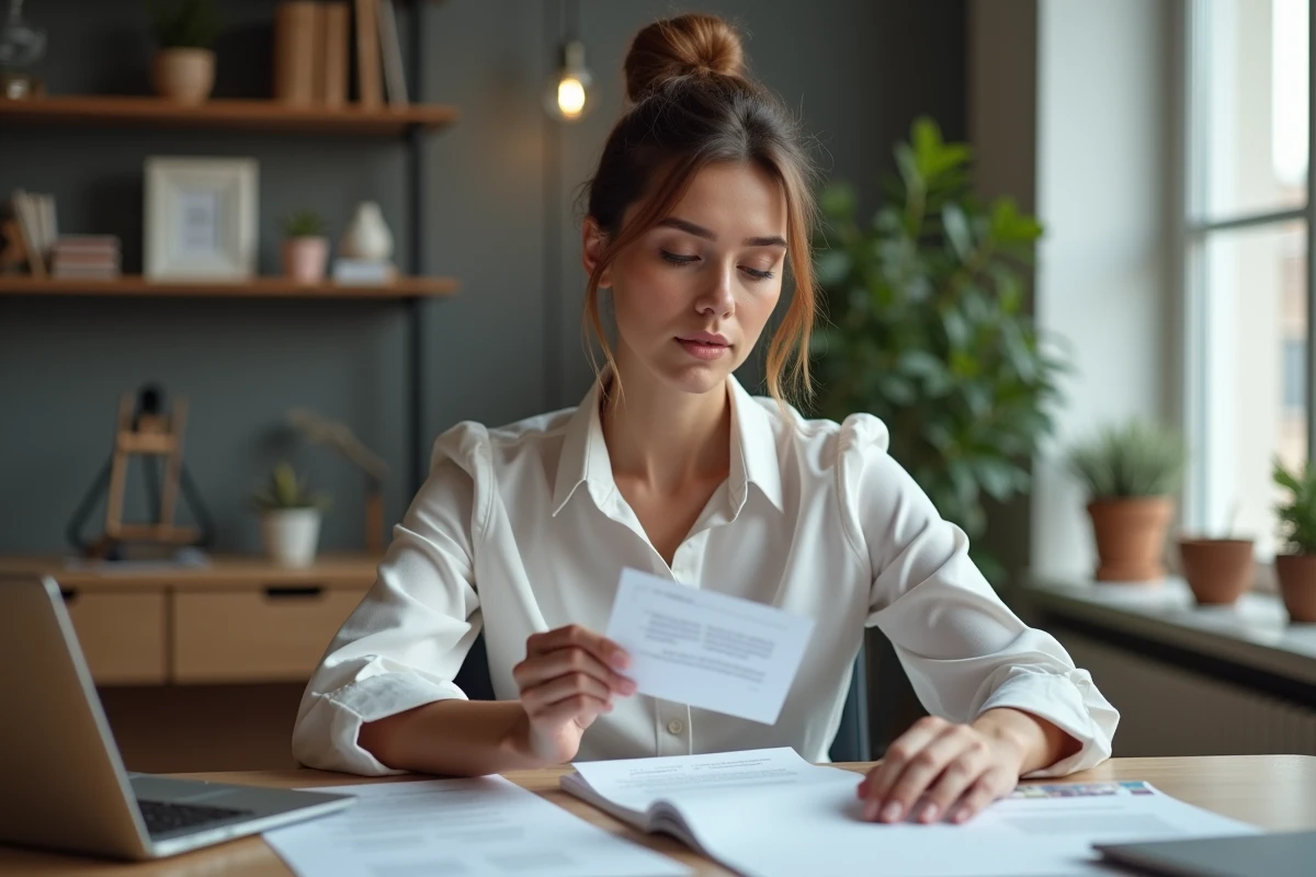 Femme au bureau à domicile en tenue professionnelle