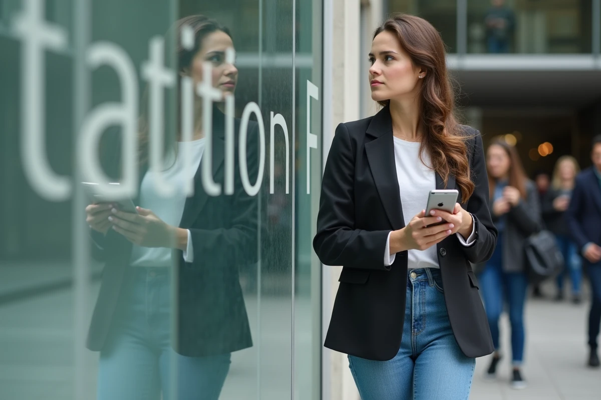 Jeune femme confiante devant l