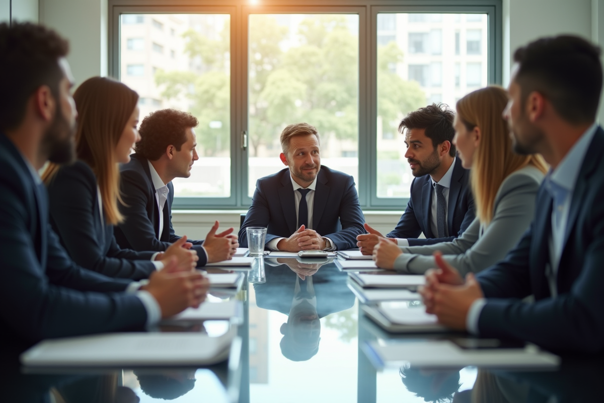 Groupe de professionnels lors d'une réunion en journée