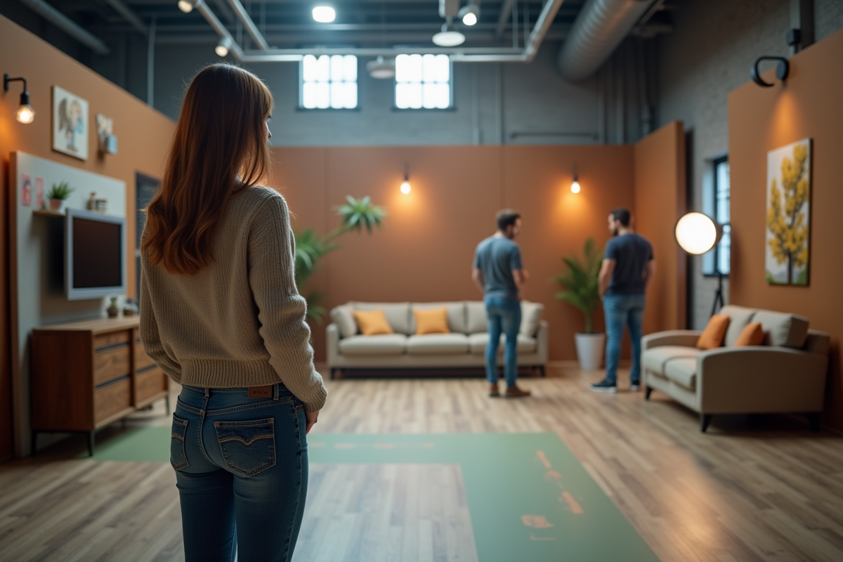 Jeune réalisatrice supervise une scène de tournage en studio