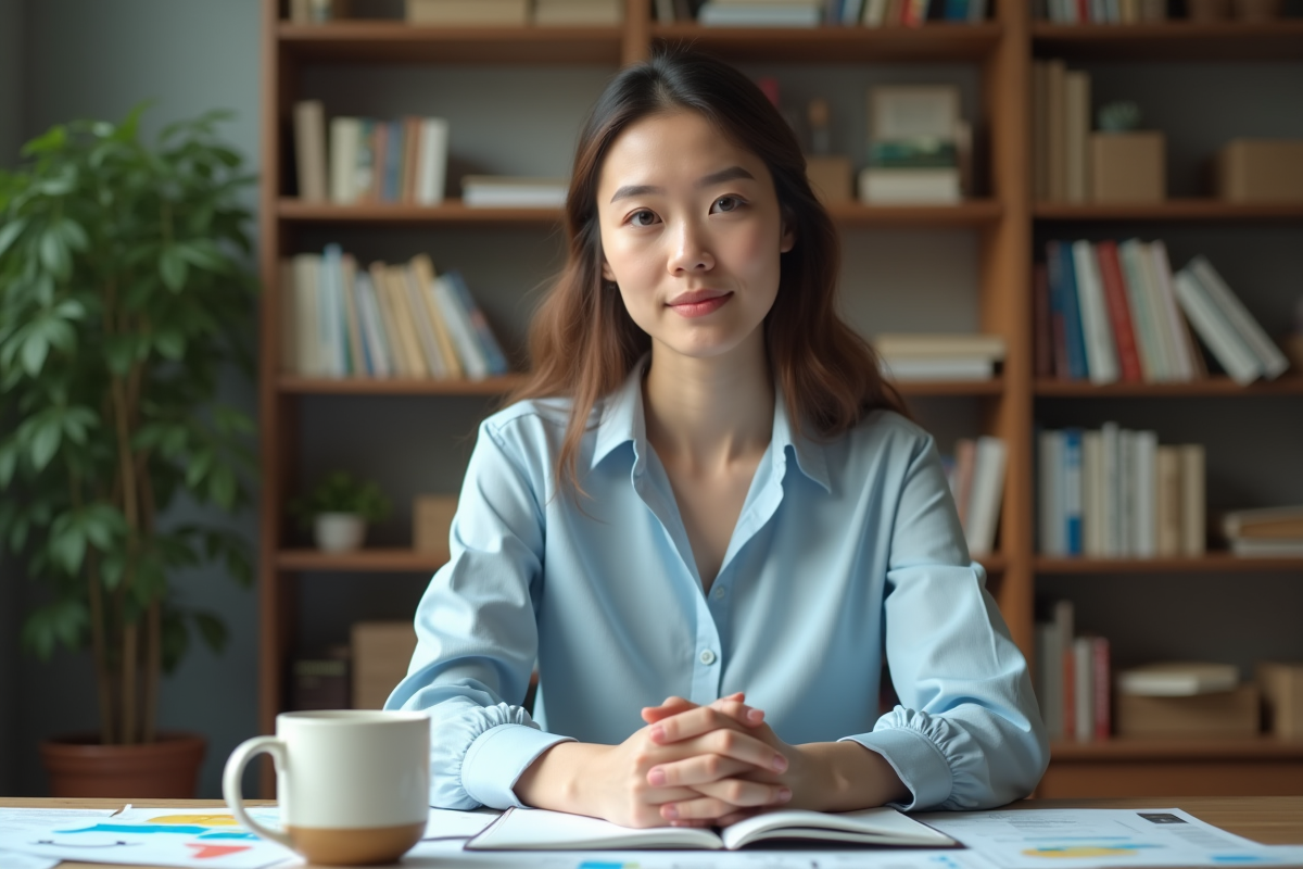 Jeune femme comptable dans son espace de travail