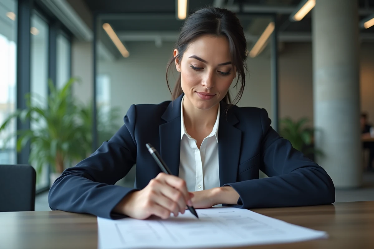 Recruteuse évaluant un test de compétences lors d'un processus de recrutement en entreprise